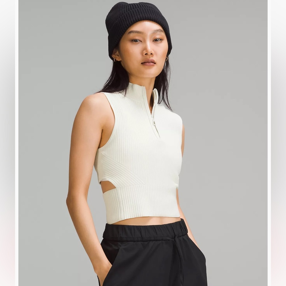 Lululemon Open Back Half Zip Sweater- white- large